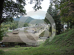 Ancient Japanese houses at Ouchijuku in Japan.