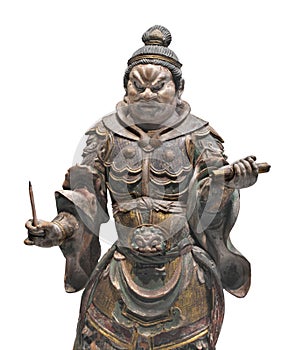 Ancient Japanese statue isolated.