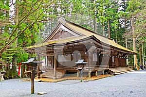 Ancient Japanese Wooden Buddhist Monastery at Mount Koya, Japan photo