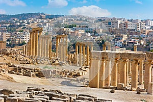 Ancient Jerash Jordan view of the present city