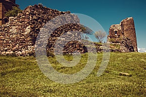 Ancient Jvari Monastery, Mtskheta. Famous historical monument. Travel to Georgia. Georgian architecture. Religion background.