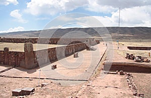 Ancient Kalasasaya temple in Tiwanaku area, Bolivia