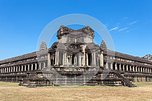 Ancient Khmer architecture in the morning. Panorama view of temple at Angkor Wat complex, Siem Reap, Cambodia