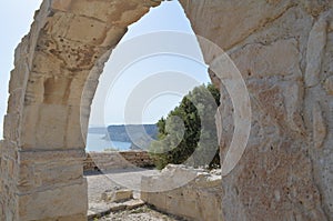 Ancient Kourion. Old greek arch ruin city of Kourion Limassol, Cyprus