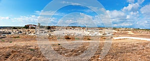 Ancient Kourion World Heritage Archaeological site near Limassol Lemesos, Cyprus. Travel background