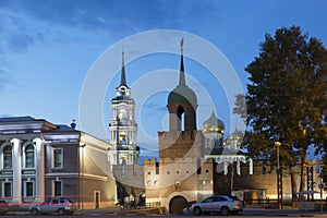 Ancient kremlin in Tula at night