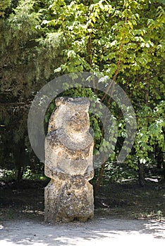 Ancient kurgan stelae in the zoological garden of the National Reserve Askania-Nova, Ukraine, stone babas