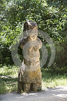 Ancient kurgan stelae in the zoological garden of the National Reserve Askania-Nova, Ukraine, stone babas photo