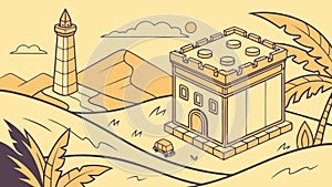 Ancient Lighthouse with Square Sections, Geometric Design, vector design Generative AI