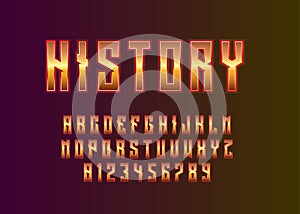 Ancient look font effect. Set of alphabet and number template for vintage look, game title, movie poster