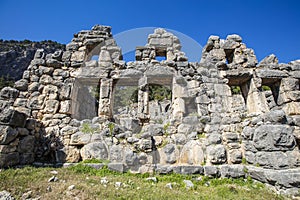 Ancient Lycian City of Arykanda. Overview of the gymnasium complex.