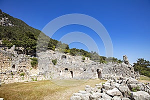 Ancient Lycian City of Arykanda. Overview of the gymnasium complex.