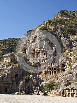 Ancient lykian tombs at Myra Demre, Turkey