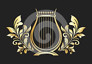 Ancient Lyre Golden Emblem