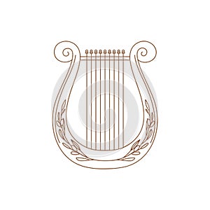 Ancient lyre icon. Harp hand drawn musical instrument.