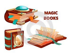 Ancient magic book with mystic spells and witchcraft