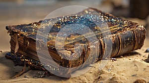 Ancient Magical Book on Dusty Surface