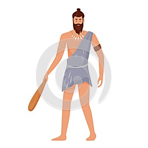 Ancient man with primitive instrument