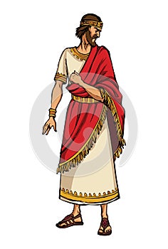 Ancient man in rich clothes. Vector drawing