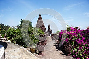 Ancient mandapa pillared hall or antique mantapa pavilion khmer style for thai people travel visit respect praying blessing