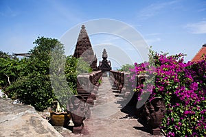 Ancient mandapa pillared hall or antique mantapa pavilion khmer style for thai people travel visit respect praying blessing