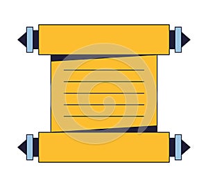 Ancient manuscript flat line color isolated vector object