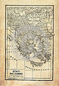 Ancient map of Balkan Peninsula