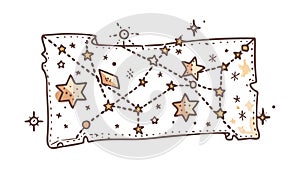 Ancient Map with Stars: Exploration, Navigation Cosmic Charting, vector design Generative AI