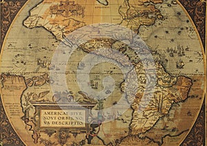 Ancient maps of North and South America photo