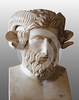 Ancient marble head of Zeus-Ammon