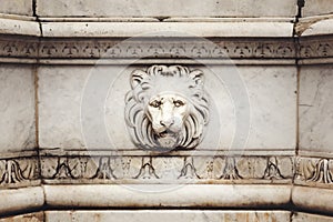 Ancient Marble Lion Head Bas-Relief