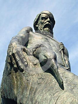 Close up of Ancient Mariner Statue on Harbourside in Watchet Somerset UK England photo