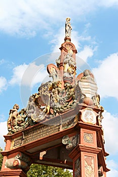 Ancient market well in downtown Mainz, Germany