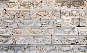 Ancient Mask Relief in Aphrodisias Ancient City in Geyre, Aydin, Turkey