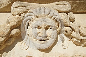 Ancient Mask Relief in Aphrodisias Ancient City in Aydin, Turkiye