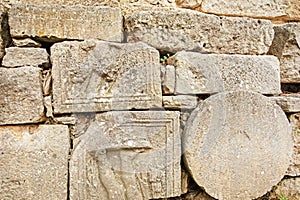 ancient masonry wall with marble
