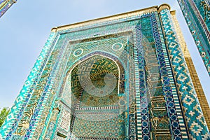 The ancient mausoleum of Shakh-I-Zinda, The Tomb of living King, during the reign of Amir Temur in Samarkand. Necropolis