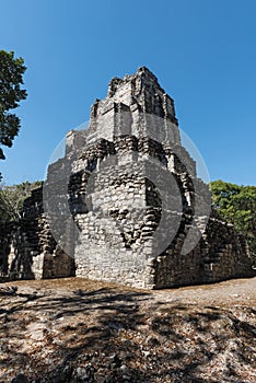 Ancient maya building at Muyil Chunyaxch Archaeological site, Quintana Roo, Mexico