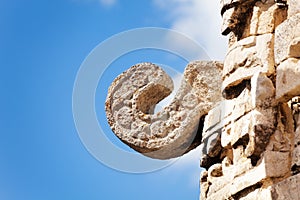 Ancient Maya building part close up view, Mexico