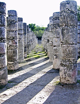 Ancient Maya columns in Chichen Itza