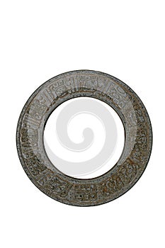 Ancient maya disk with hieroglyphics photo