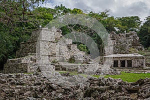 Ancient Maya temple complex in Muil Chunyaxche, Mexico