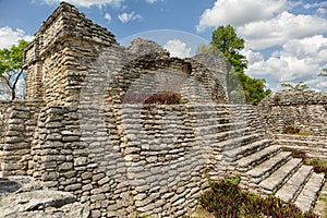 Pyramid at Kinichna archeological site in Quintana Roo Mexico