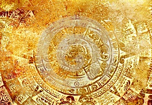 Ancient Mayan Calendar, abstract color Background.