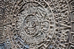 Ancient Mayan Calendar or Aztec calendar with rough relief surface