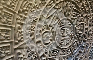 Ancient Mayan Calendar or Aztec calendar with rough relief surface