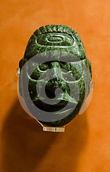 Ancient mayan jade mask with great eyes