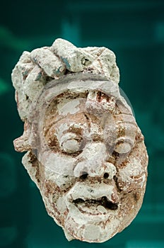 Ancient mayan mask made of stone