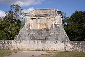 Ancient Mayan monument and symbol of the Chichen Itza ball game photo