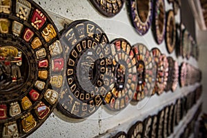 Ancient Mayan Plates on Wall